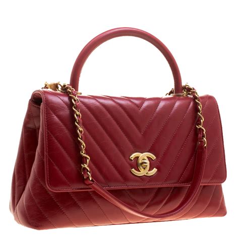 chanel bag with red handle|vintage Chanel top handle bag.